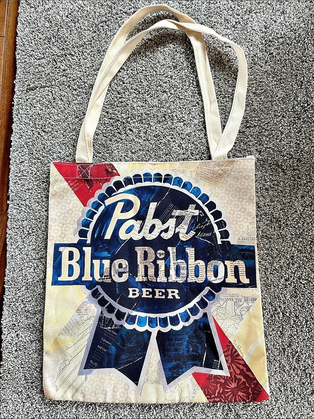 Pabst Blue Ribbon Tote Bag White & Blue
